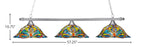 Square Three Light Bar in Brushed Nickel with 19" Kaleidoscope Art Glass Shade
