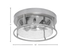 Flush Mounts Two Light Flush Mount in Brushed Nickel with Clear Bubble Shade