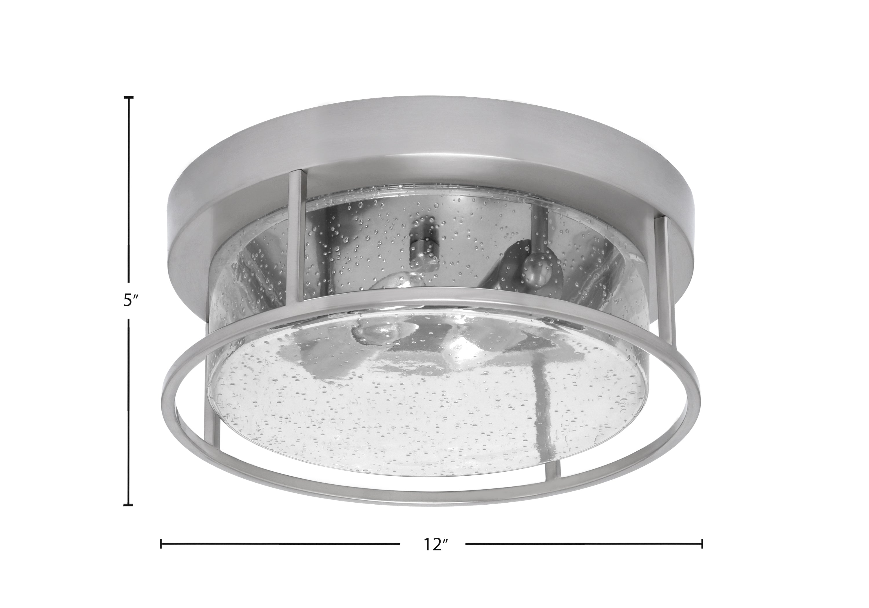 Flush Mounts Two Light Flush Mount in Brushed Nickel with Clear Bubble Shade