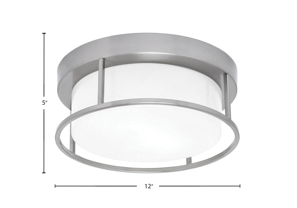Flush Mounts Two Light Flush Mount in Brushed Nickel with White Marble Shade