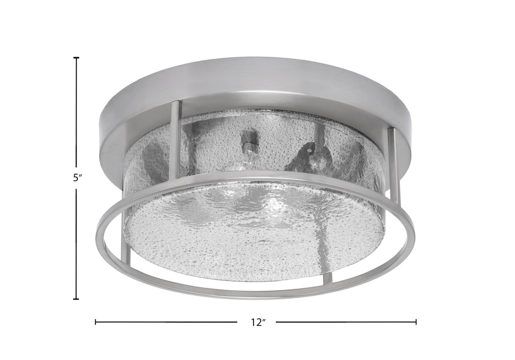 Flush Mounts Two Light Flush Mount in Brushed Nickel with Smoke Bubble Shade