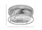 Flush Mounts Two Light Flush Mount in Brushed Nickel with Onyx Swirl Shade