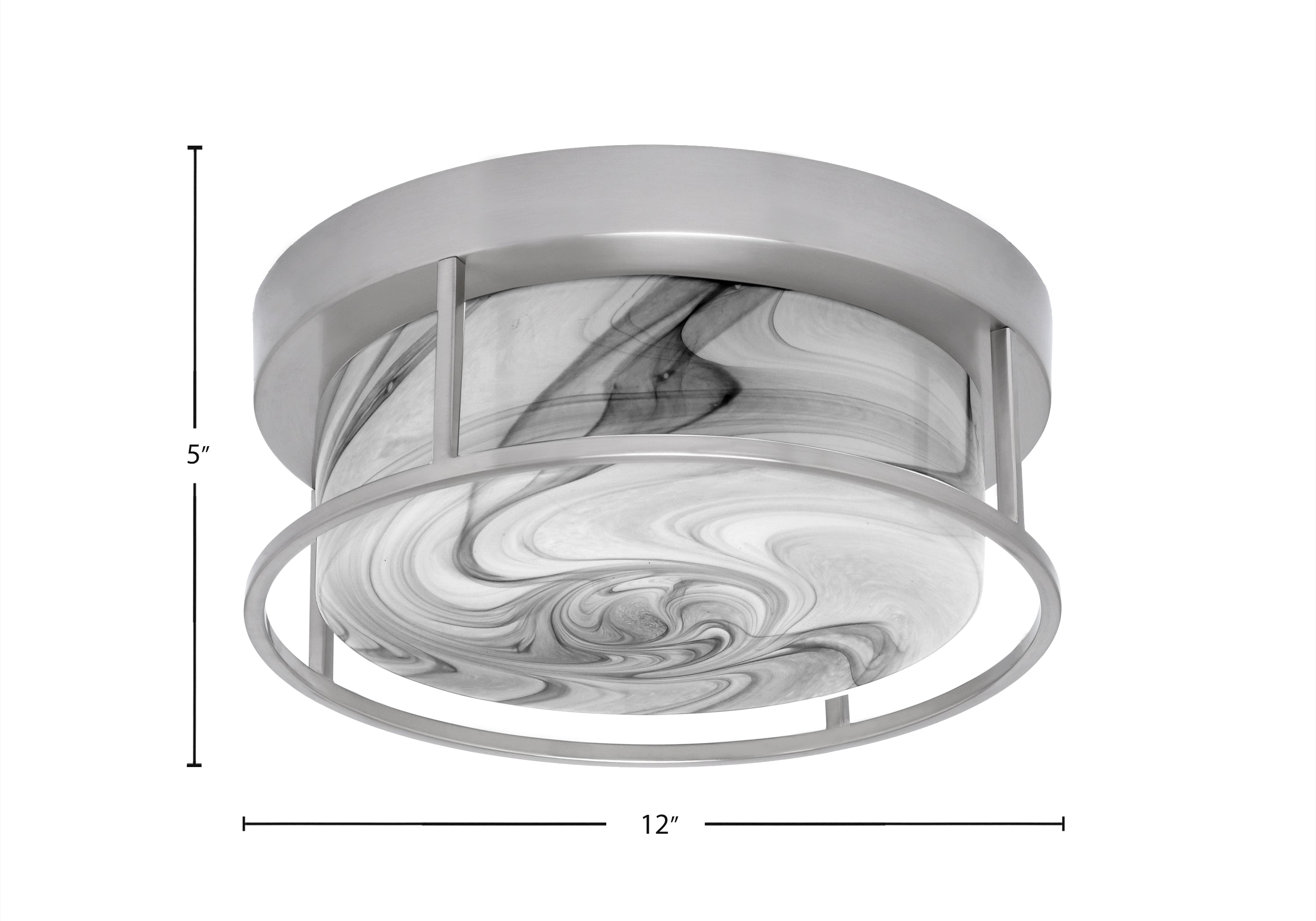 Flush Mounts Two Light Flush Mount in Brushed Nickel with Onyx Swirl Shade