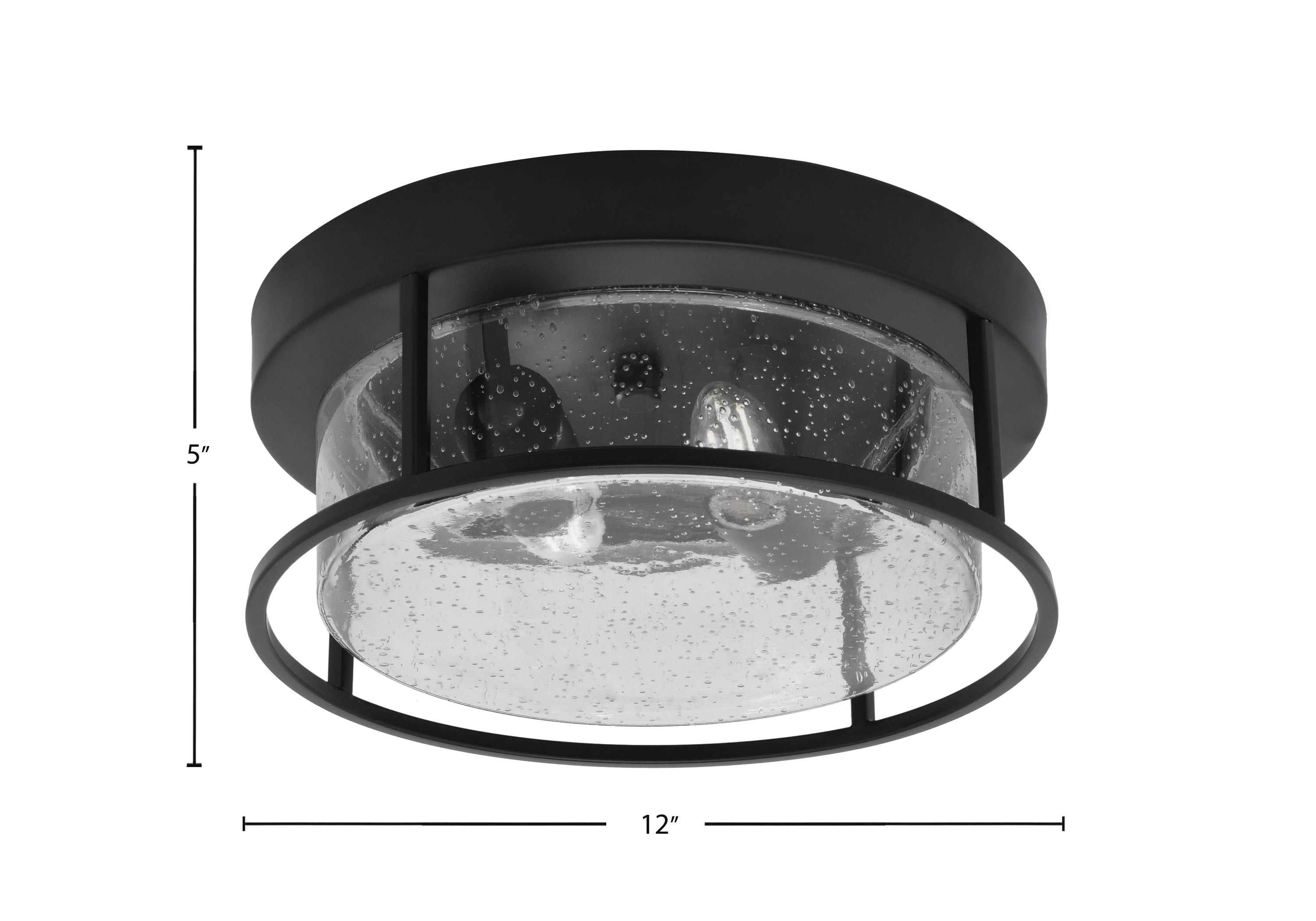 Flush Mounts Two Light Flush Mount in Matte Black with Clear Bubble Shade