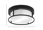 Flush Mounts Two Light Flush Mount in Matte Black with White Marble Shade