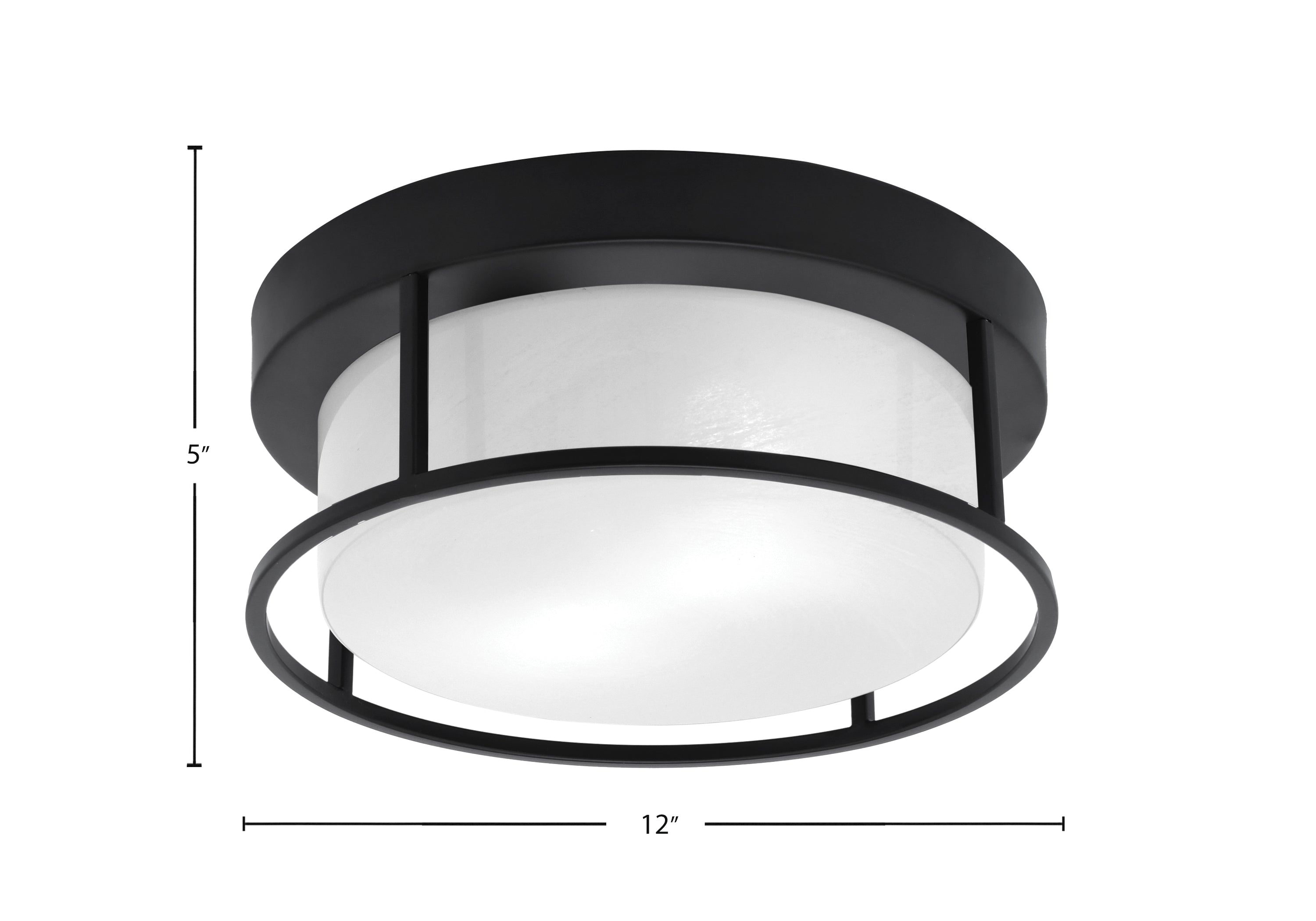 Flush Mounts Two Light Flush Mount in Matte Black with White Marble Shade