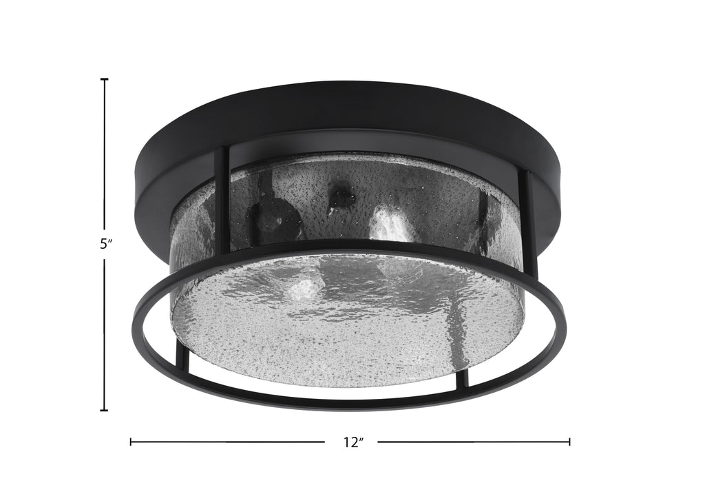 Flush Mounts Two Light Flush Mount in Matte Black with Smoke Bubble Shade
