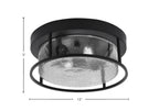 Flush Mounts Two Light Flush Mount in Matte Black with Smoke Bubble Shade