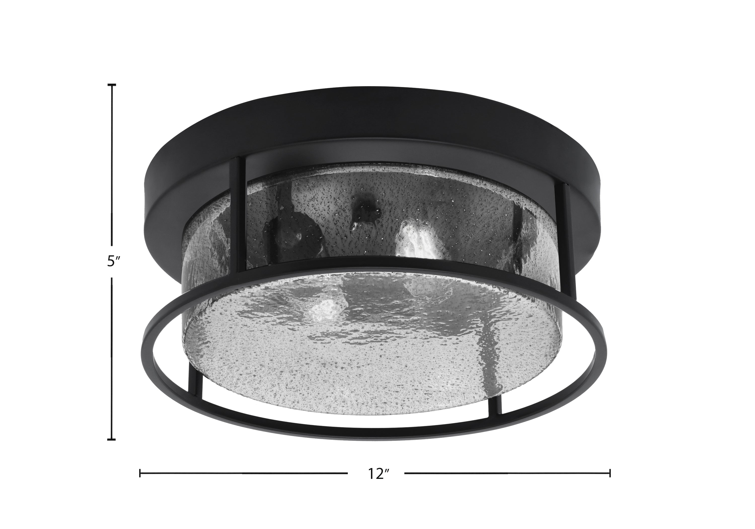 Flush Mounts Two Light Flush Mount in Matte Black with Smoke Bubble Shade