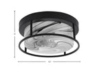Flush Mounts Two Light Flush Mount in Matte Black with Onyx Swirl Shade