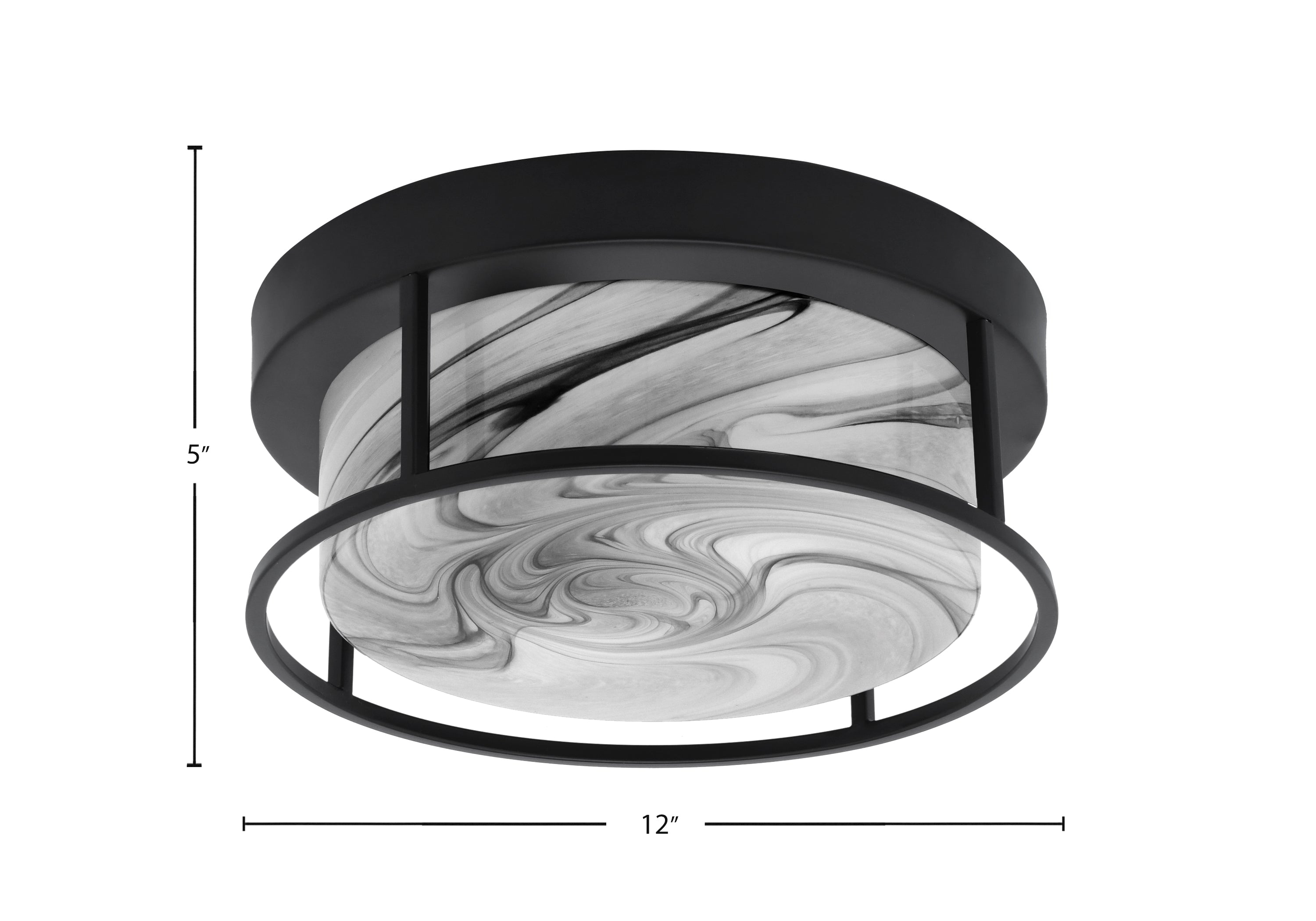 Flush Mounts Two Light Flush Mount in Matte Black with Onyx Swirl Shade