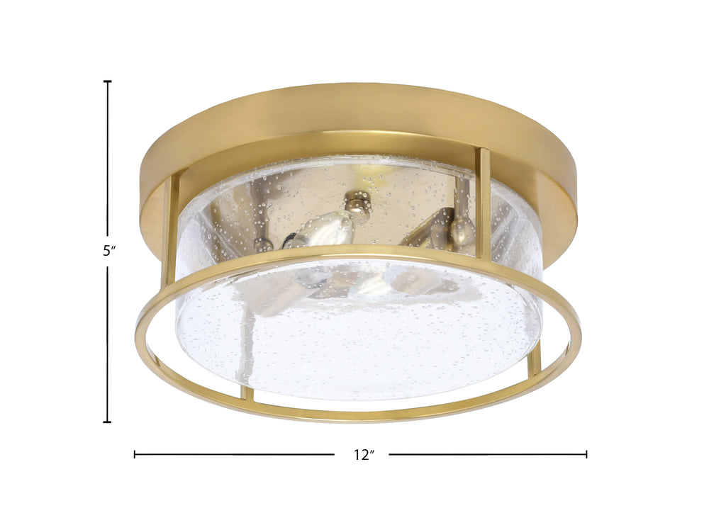 Flush Mounts Two Light Flush Mount in New Age Brass with Clear Bubble Shade
