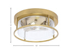 Flush Mounts Two Light Flush Mount in New Age Brass with Clear Bubble Shade