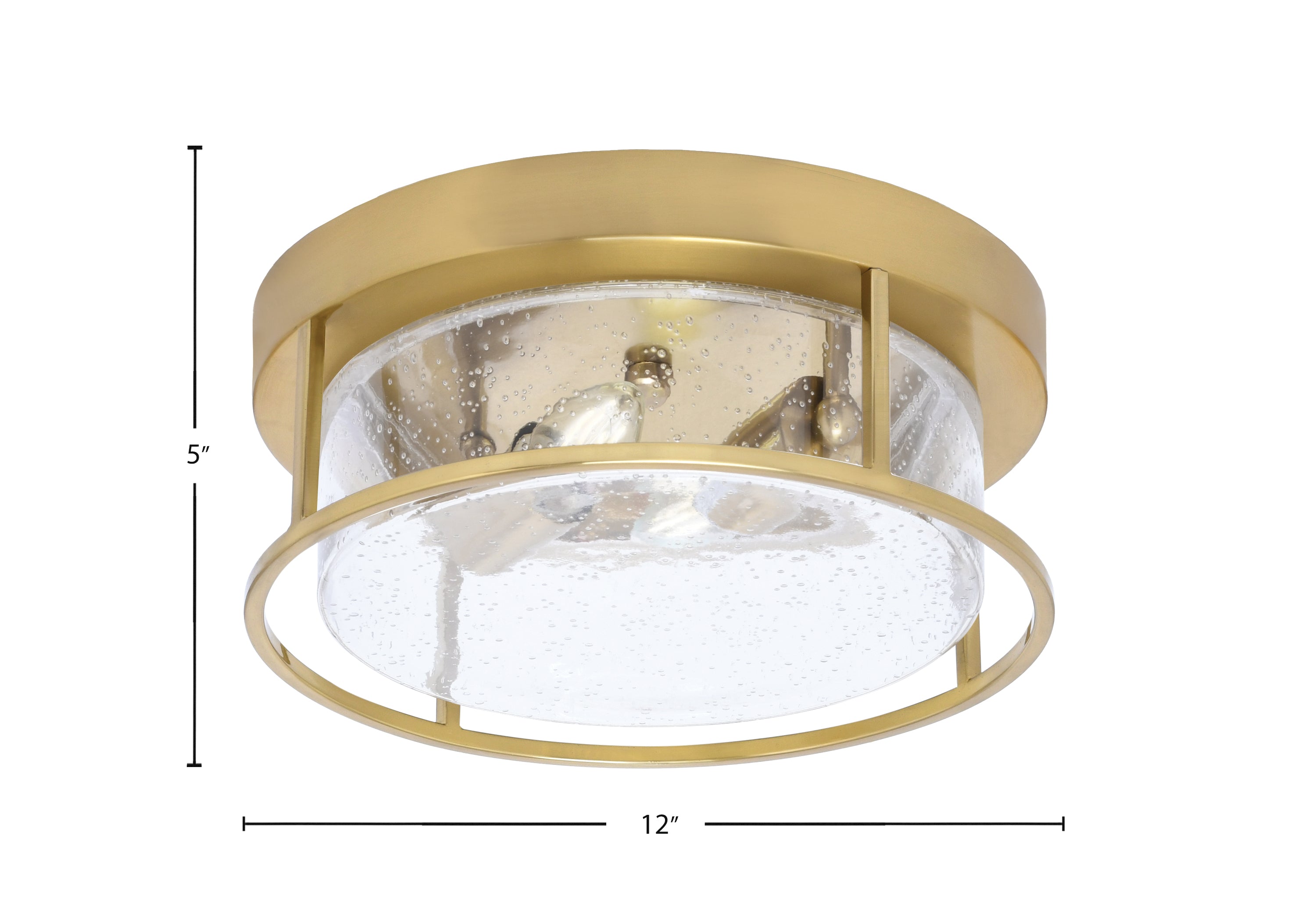 Flush Mounts Two Light Flush Mount in New Age Brass with Clear Bubble Shade