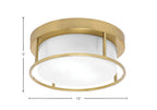 Flush Mounts Two Light Flush Mount in New Age Brass with White Marble Shade