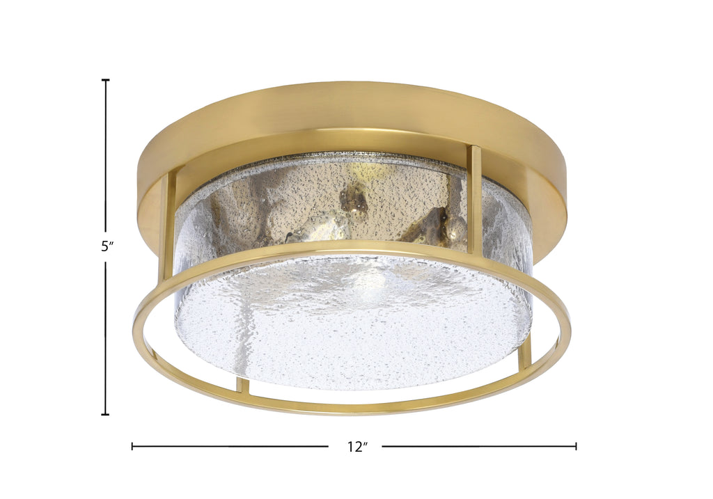 Flush Mounts Two Light Flush Mount in New Age Brass with Smoke Bubble Shade