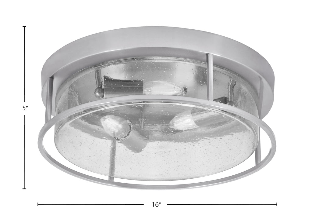 Flush Mounts Three Light Flush Mount in Brushed Nickel with Clear Bubble Shade