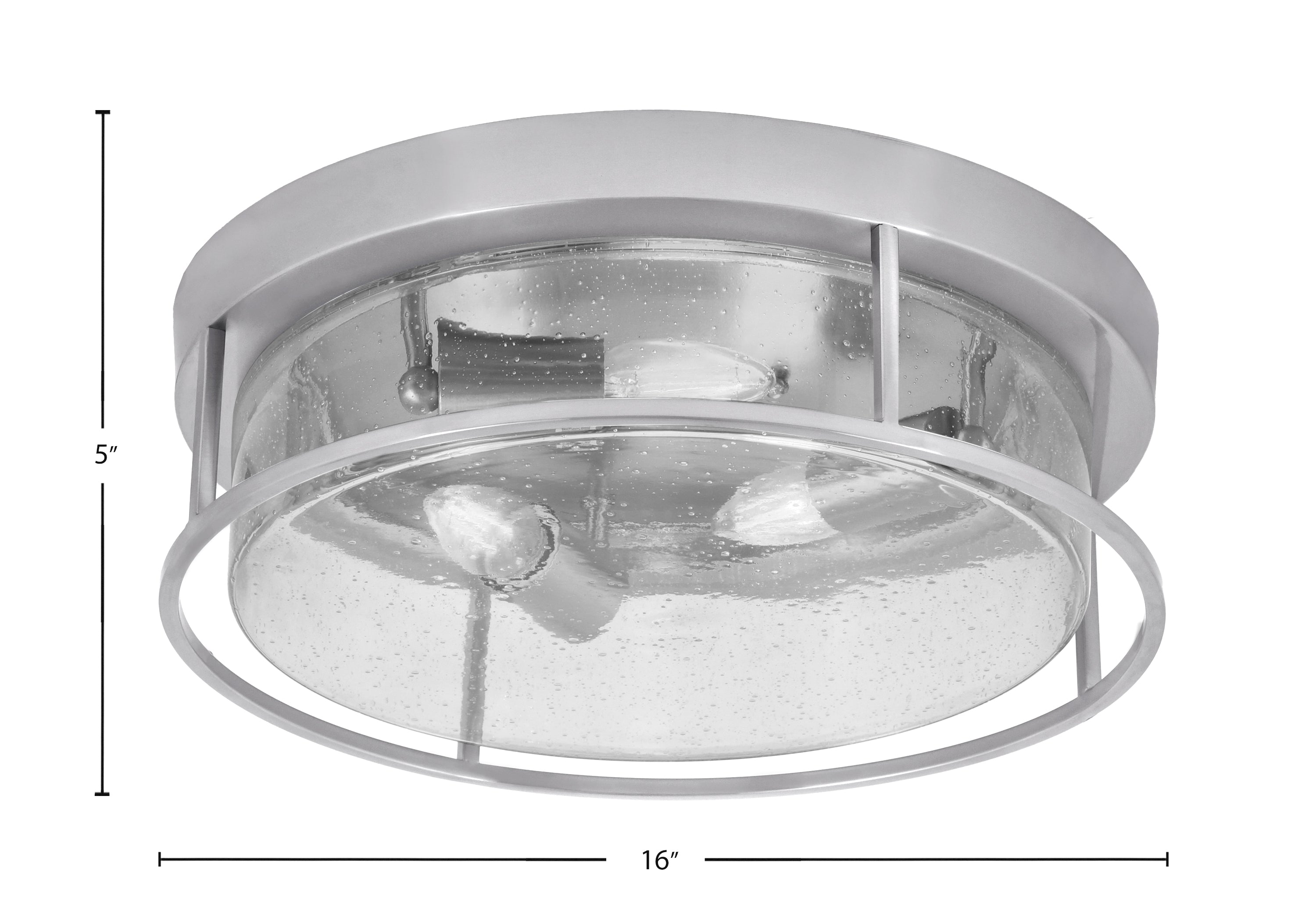 Flush Mounts Three Light Flush Mount in Brushed Nickel with Clear Bubble Shade