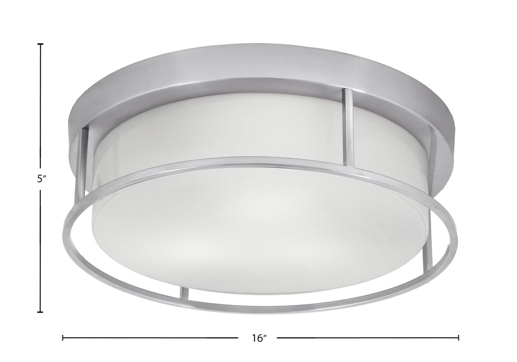 Flush Mounts Three Light Flush Mount in Brushed Nickel with White Marble Shade