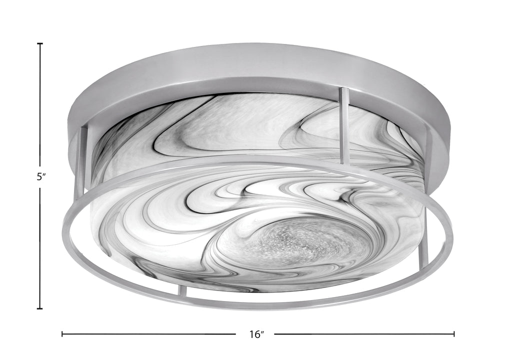 Flush Mounts Three Light Flush Mount in Brushed Nickel with Onyx Swirl Shade