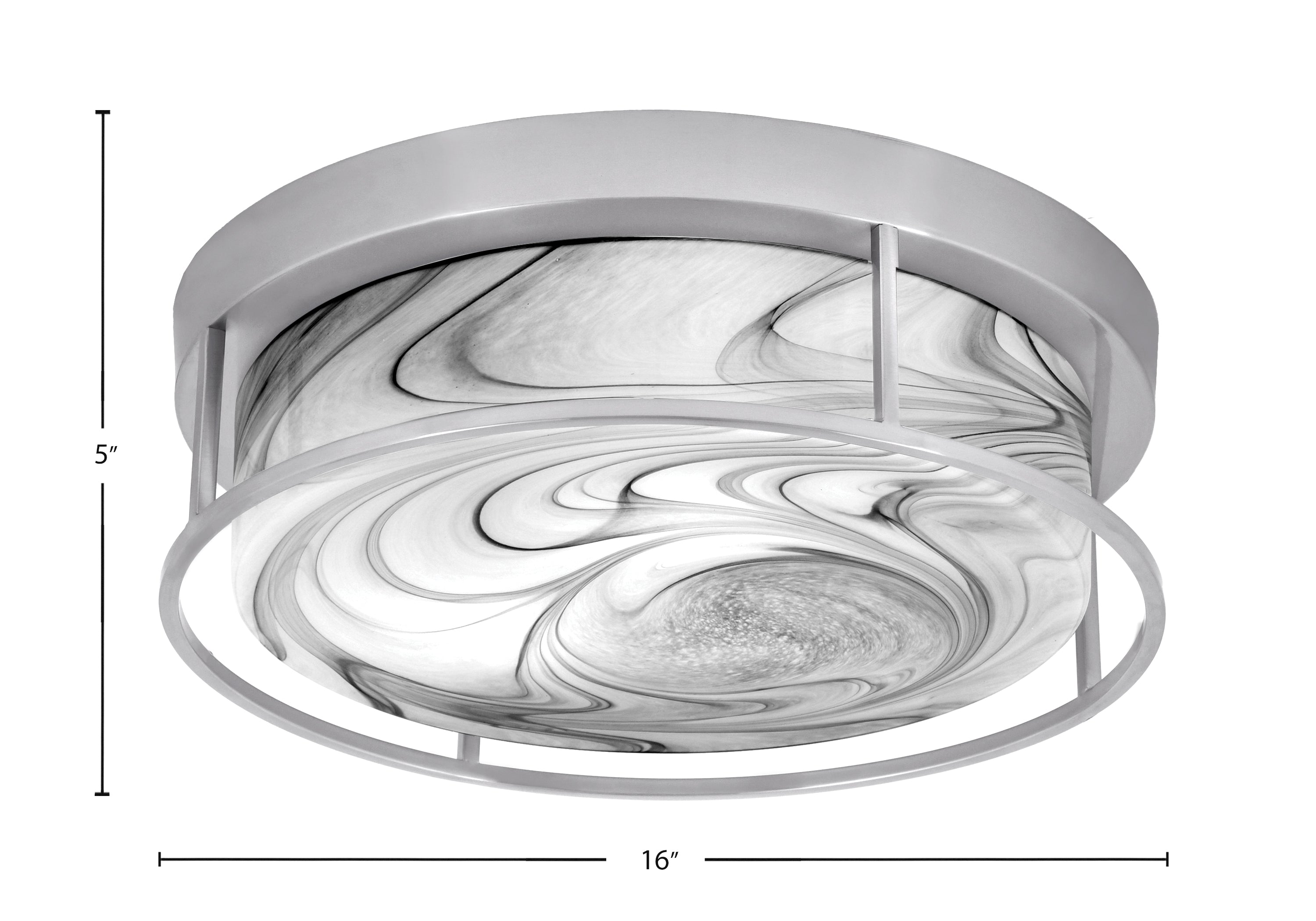 Flush Mounts Three Light Flush Mount in Brushed Nickel with Onyx Swirl Shade