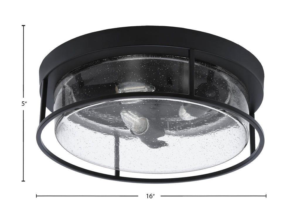 Flush Mounts Three Light Flush Mount in Matte Black with Clear Bubble Shade