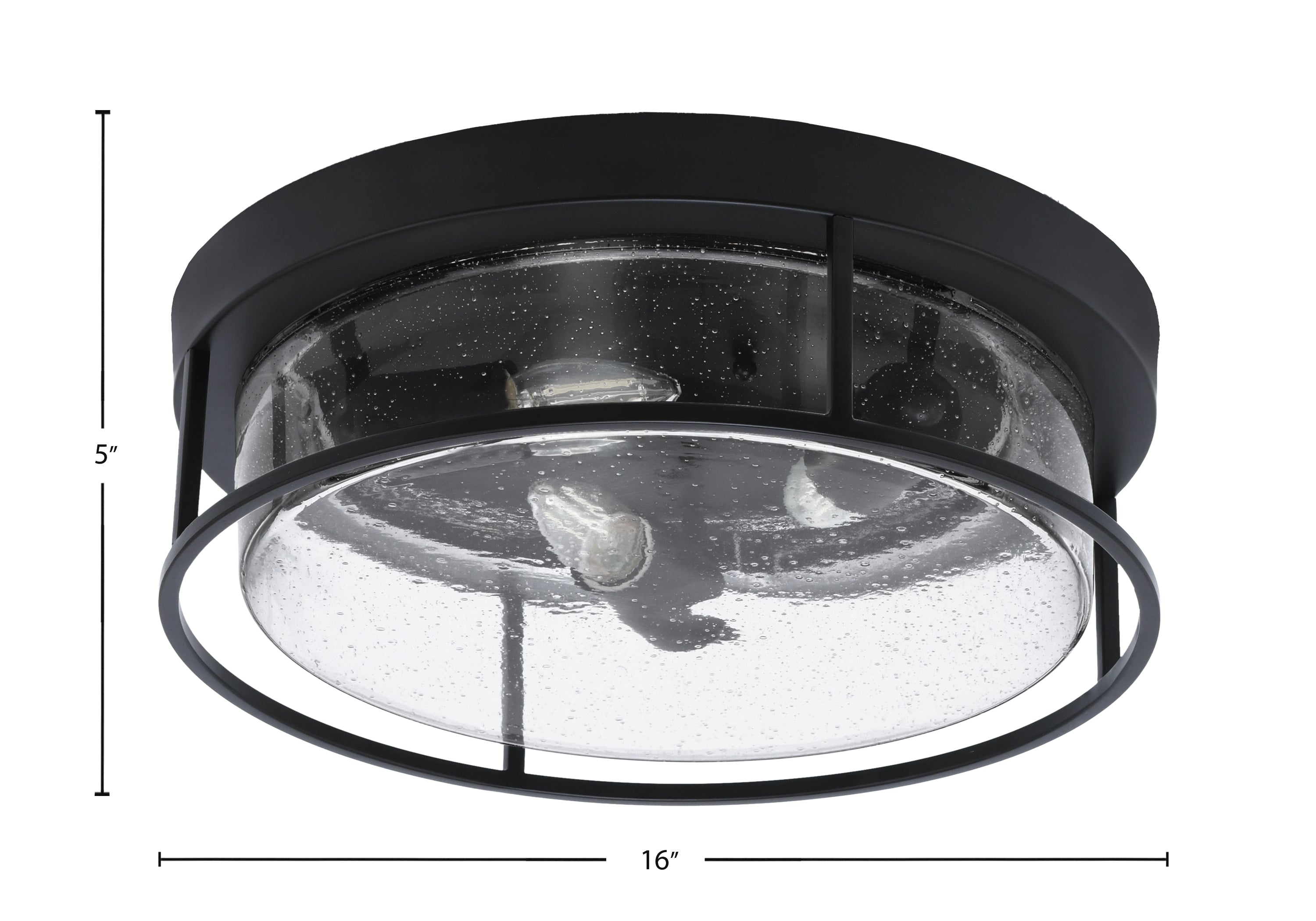 Flush Mounts Three Light Flush Mount in Matte Black with Clear Bubble Shade