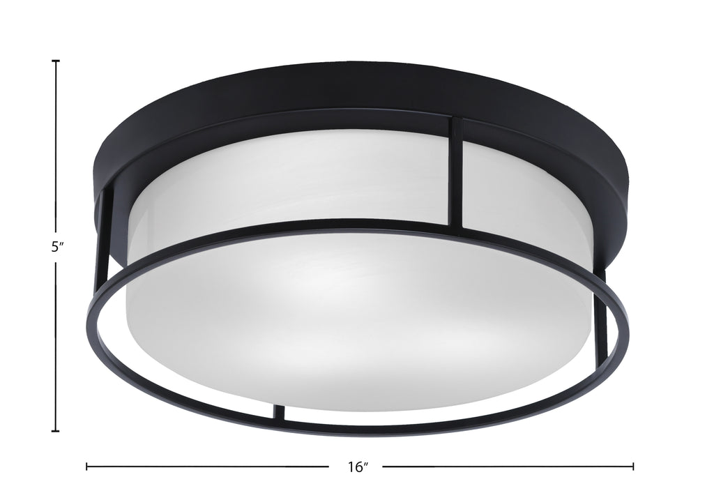 Flush Mounts Three Light Flush Mount in Matte Black with White Marble Shade