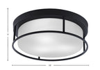 Flush Mounts Three Light Flush Mount in Matte Black with White Marble Shade