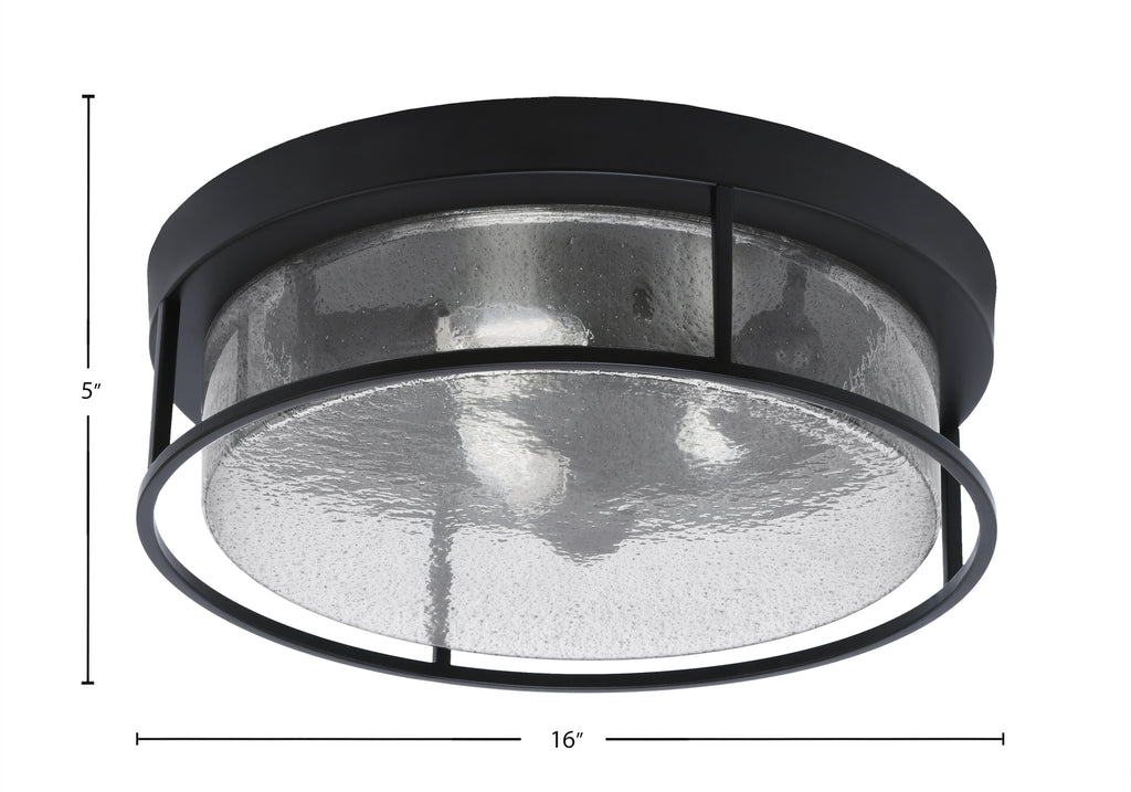 Flush Mounts Three Light Flush Mount in Matte Black with Smoke Bubble Shade