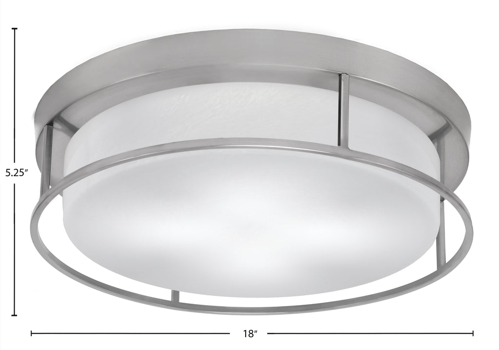 Flush Mounts Four Light Flush Mount in Brushed Nickel with White Marble Shade