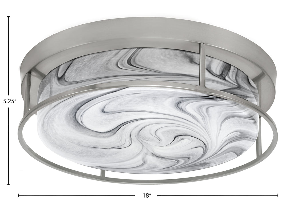 Flush Mounts Four Light Flush Mount in Brushed Nickel with Onyx Swirl Shade