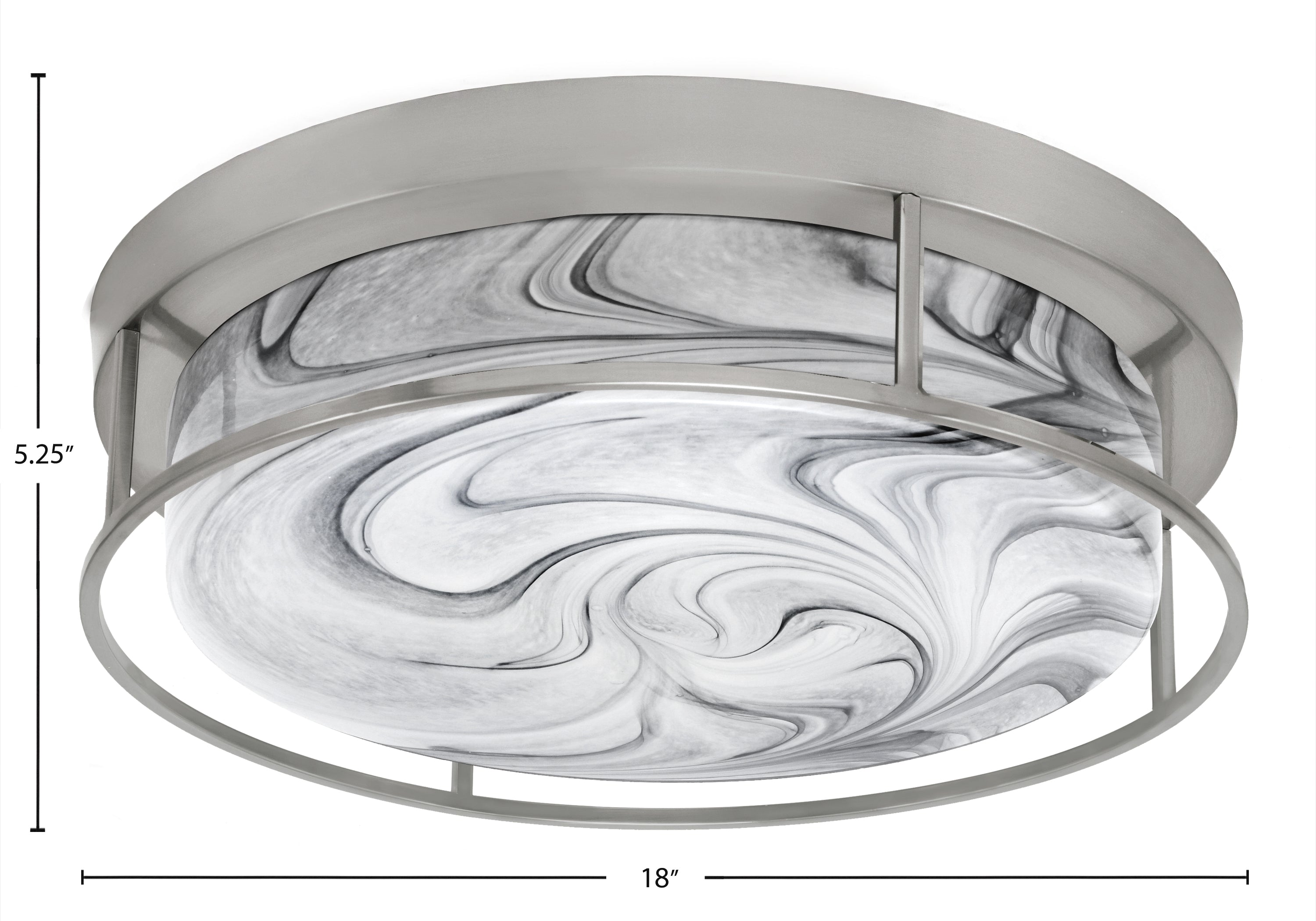 Flush Mounts Four Light Flush Mount in Brushed Nickel with Onyx Swirl Shade