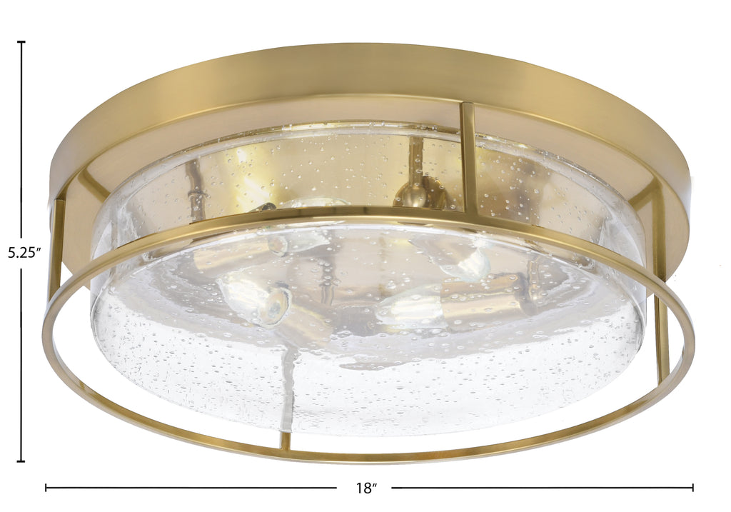 Flush Mounts Four Light Flush Mount in New Age Brass with Clear Bubble Shade