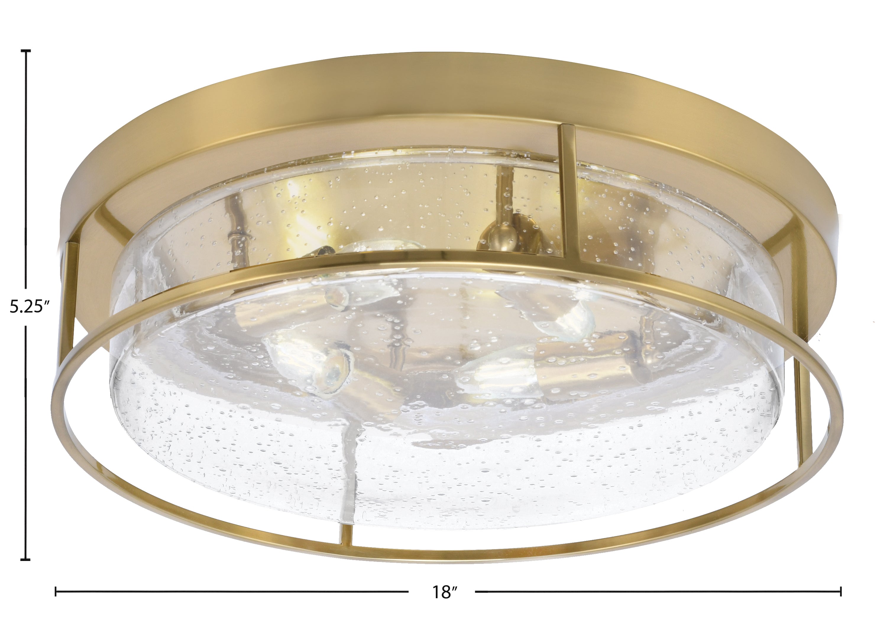 Flush Mounts Four Light Flush Mount in New Age Brass with Clear Bubble Shade