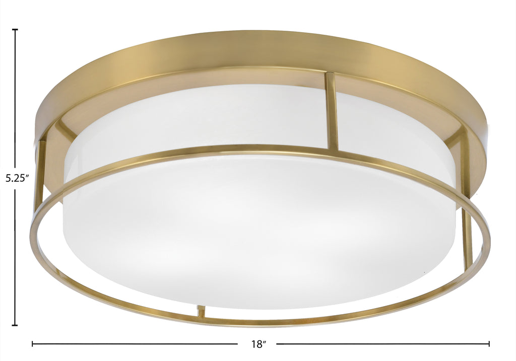 Flush Mounts Four Light Flush Mount in New Age Brass with White Marble Shade