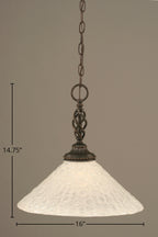 Eleganté One Light Pendant in Dark Granite with 16" Italian Bubble Shade