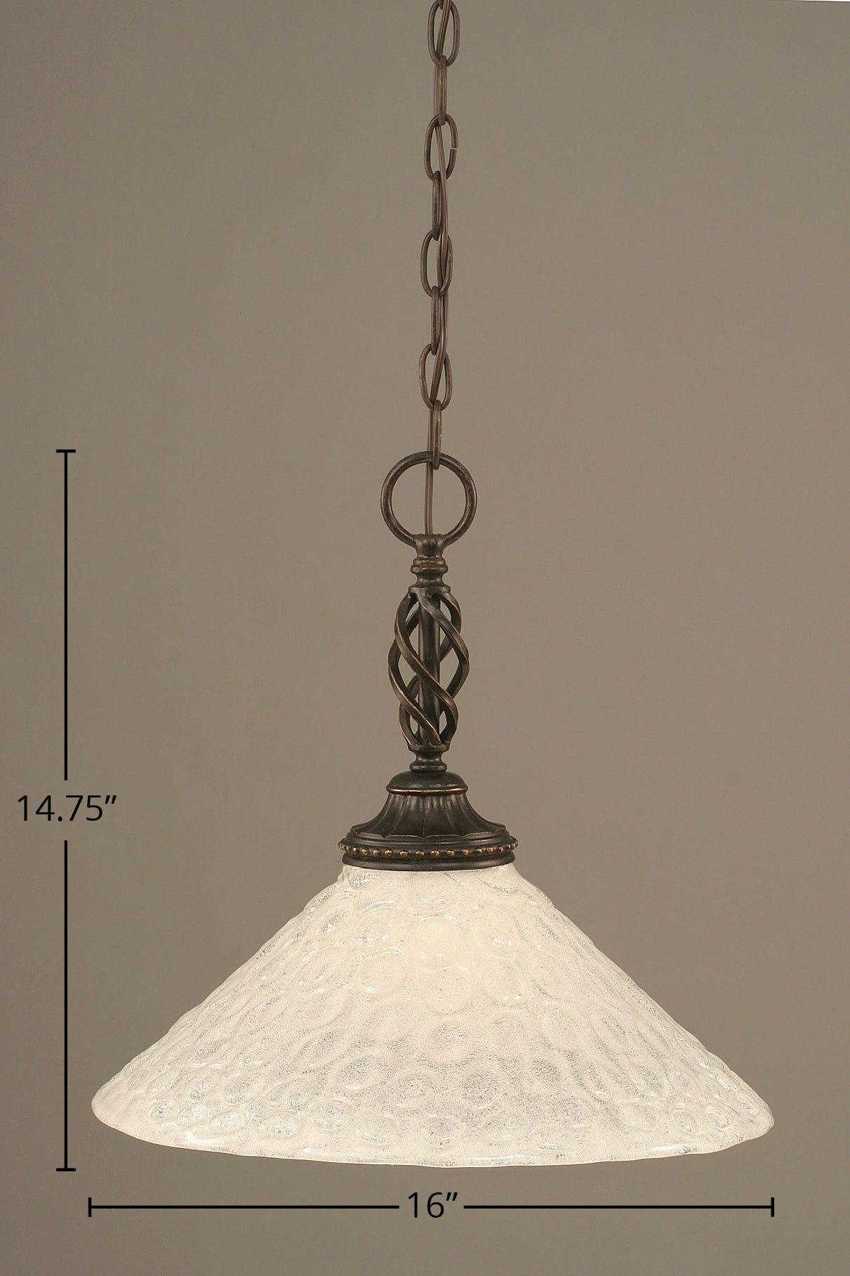 Eleganté One Light Pendant in Dark Granite with 16" Italian Bubble Shade