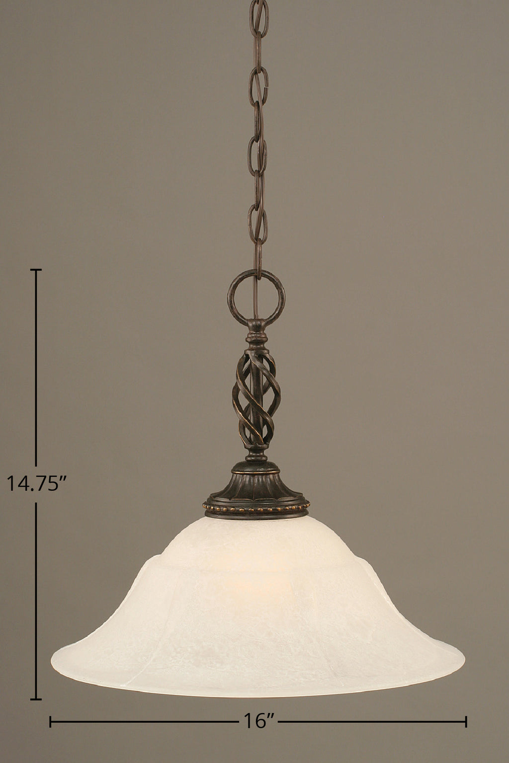Eleganté One Light Pendant in Dark Granite with 16" White Marble Shade