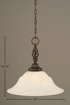 Eleganté One Light Pendant in Dark Granite with 16" White Marble Shade