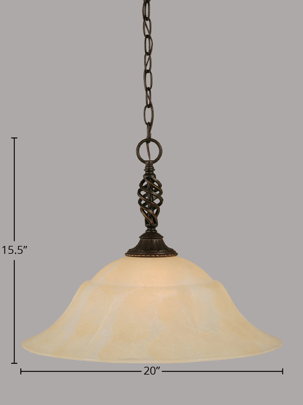Eleganté One Light Pendant in Dark Granite with 20" Amber Marble Shade