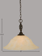 Eleganté One Light Pendant in Dark Granite with 20" Amber Marble Shade