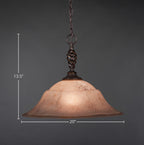 Eleganté One Light Pendant in Dark Granite with 20" Italian Marble Shade