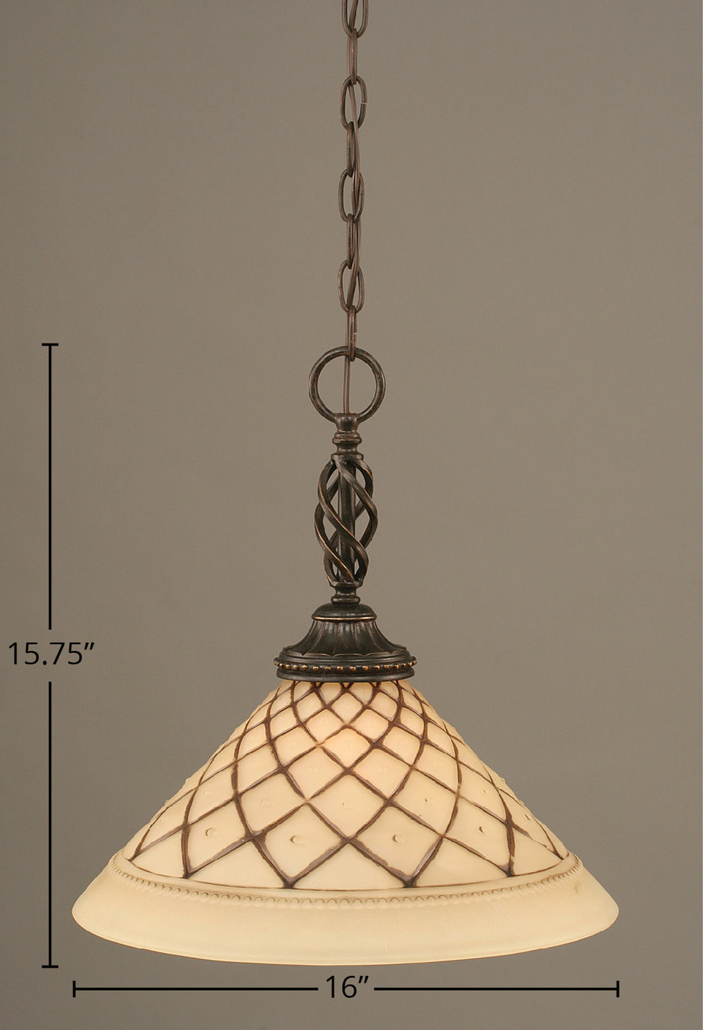 Eleganté One Light Pendant in Dark Granite with 16" Chocolate Icing Shade