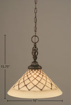 Eleganté One Light Pendant in Dark Granite with 16" Chocolate Icing Shade