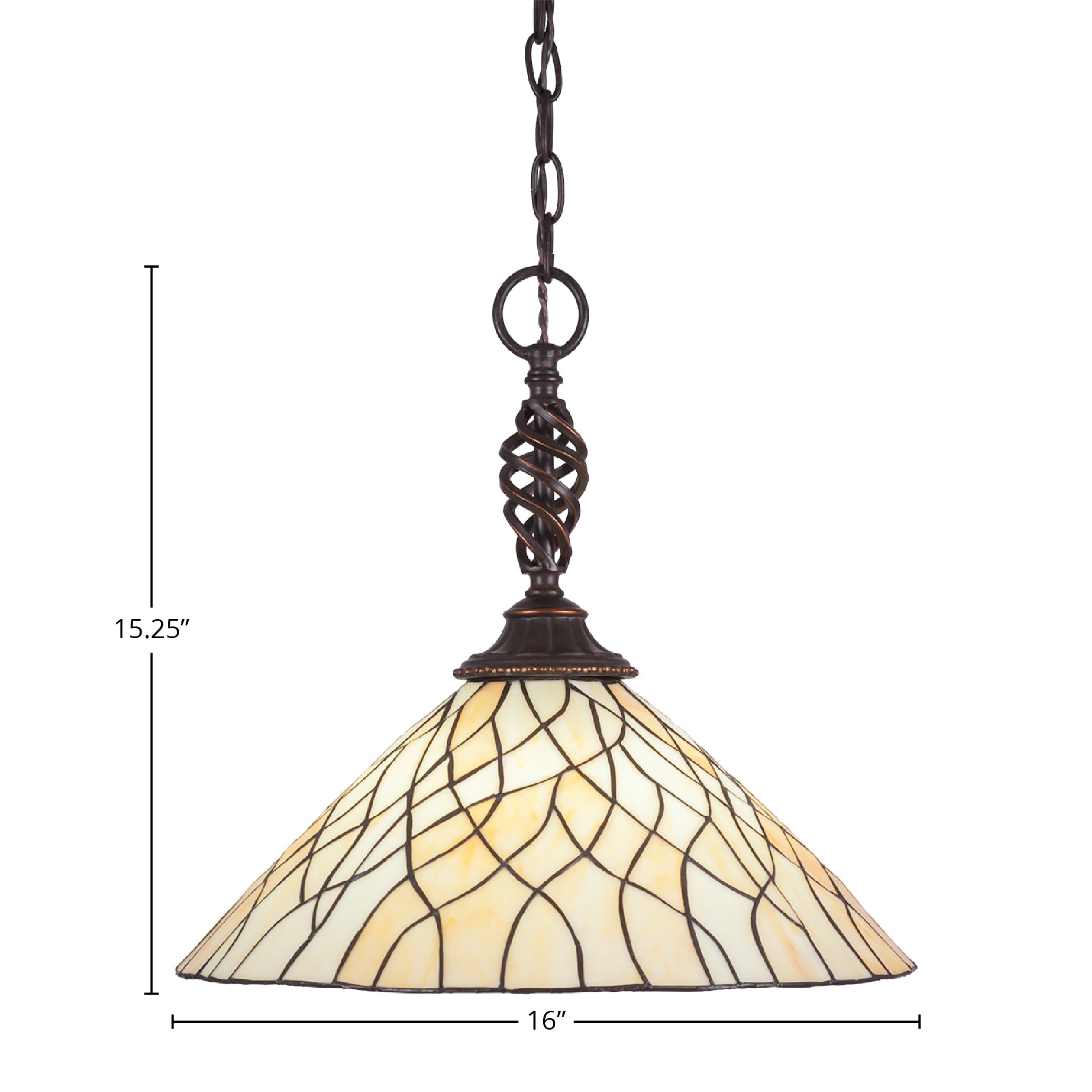 Eleganté One Light Pendant in Dark Granite with 16" Sandhill Art Glass Shade