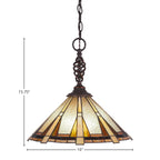Eleganté One Light Pendant in Dark Granite with 16" Zion Art Glass Shade