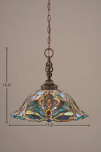 Eleganté One Light Pendant in Dark Granite with 19" Kaleidoscope Art Glass Shade