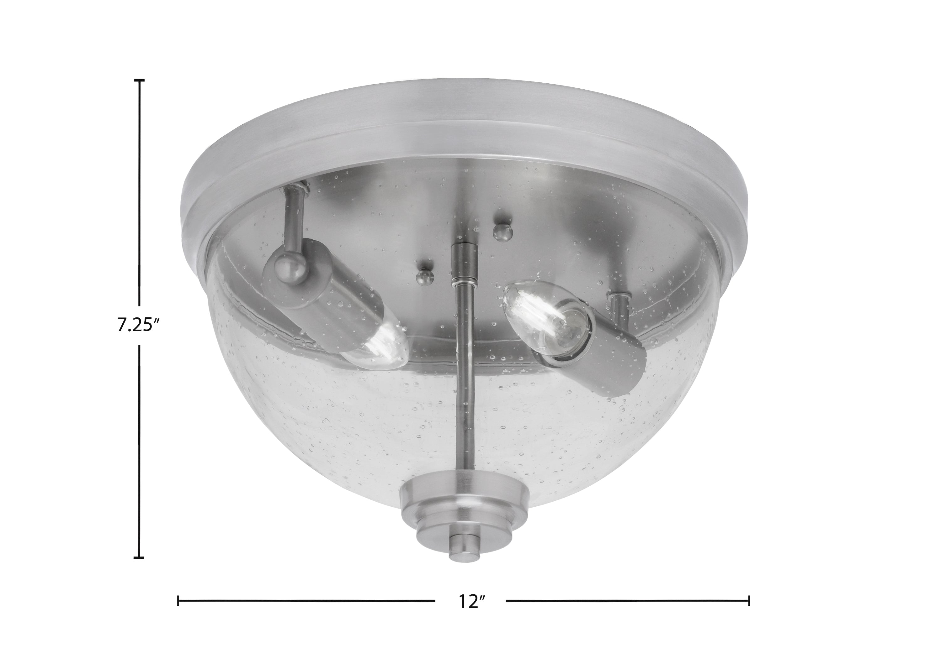 Flush Mounts Two Light Flush Mount in Brushed Nickel with Clear Bubble Shade