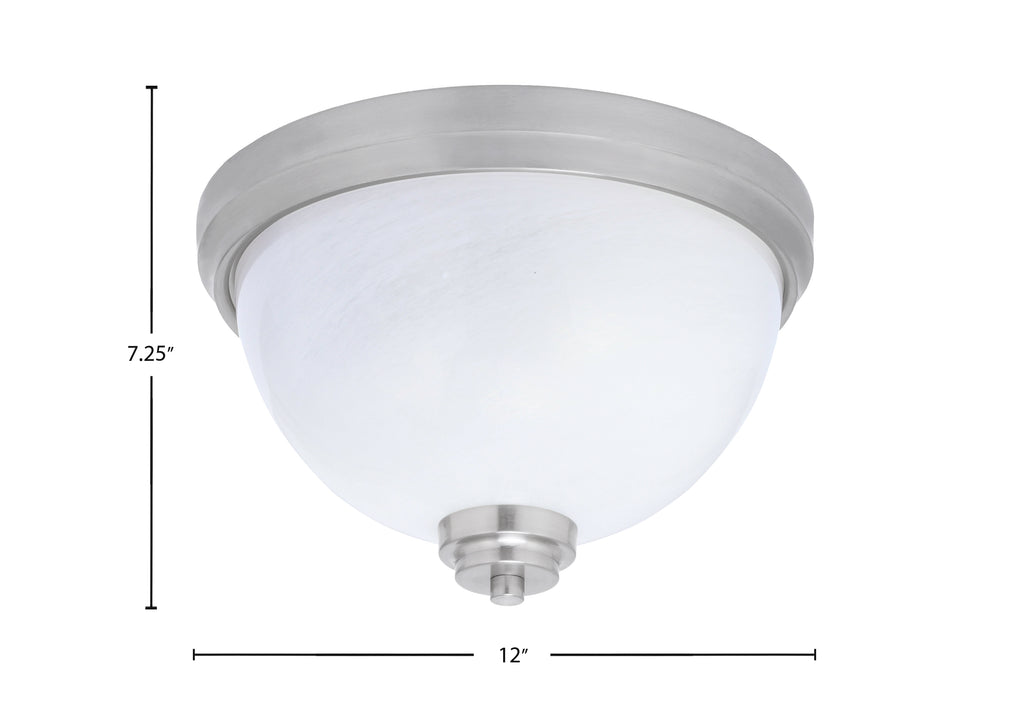 Flush Mounts Two Light Flush Mount in Brushed Nickel with White Marble Shade